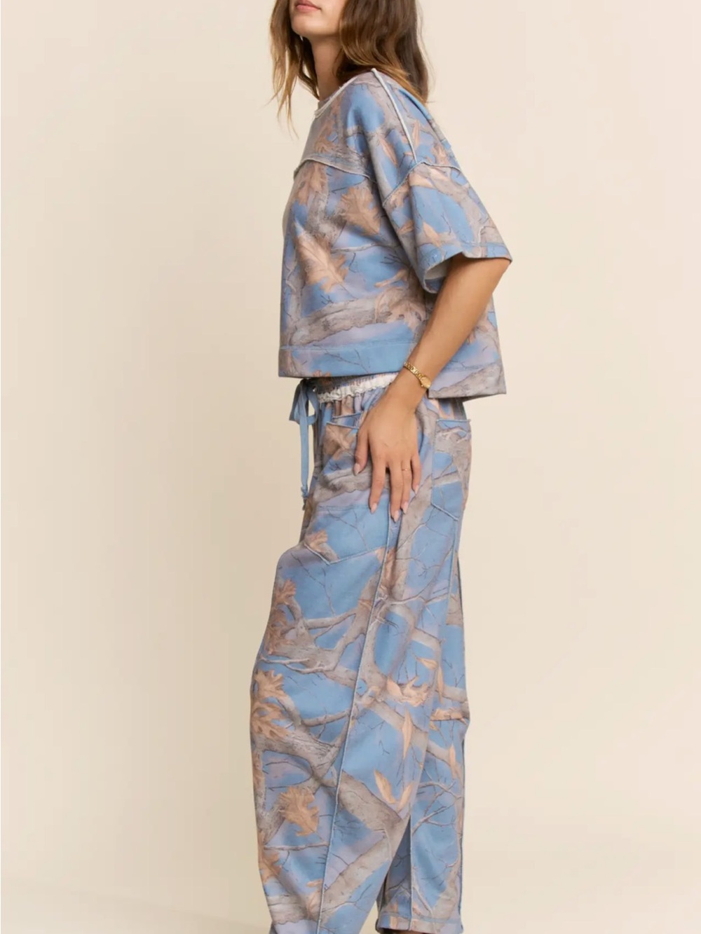 NWT Davi & Dani Blue Camo Lounge Set | Size Large - Picture 6 of 7